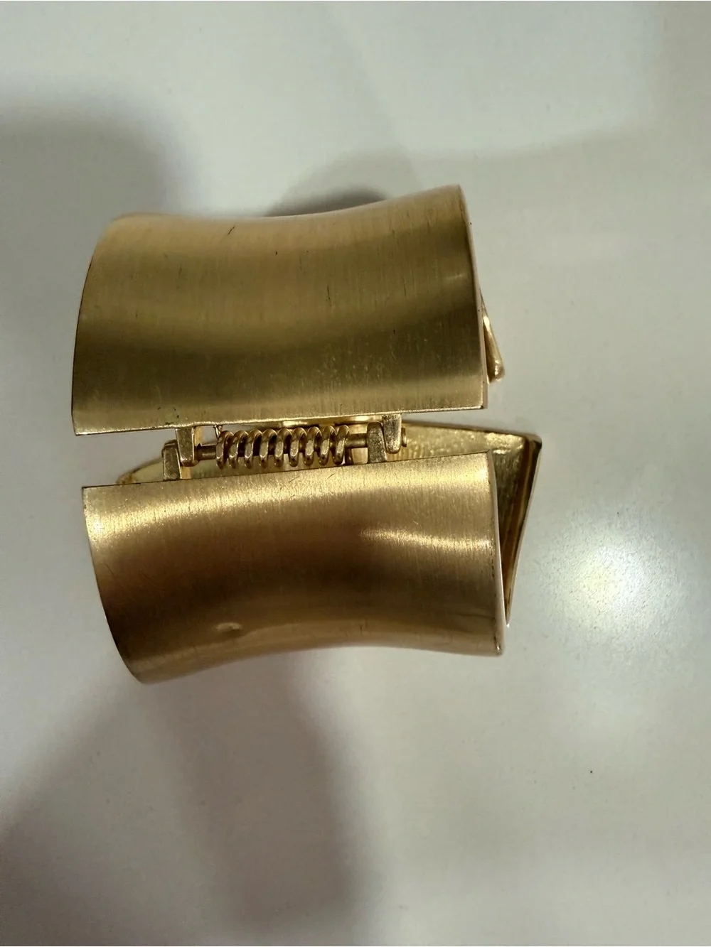 Gold Metal Asymmetrical Cuff Bracelet Hinged Closure